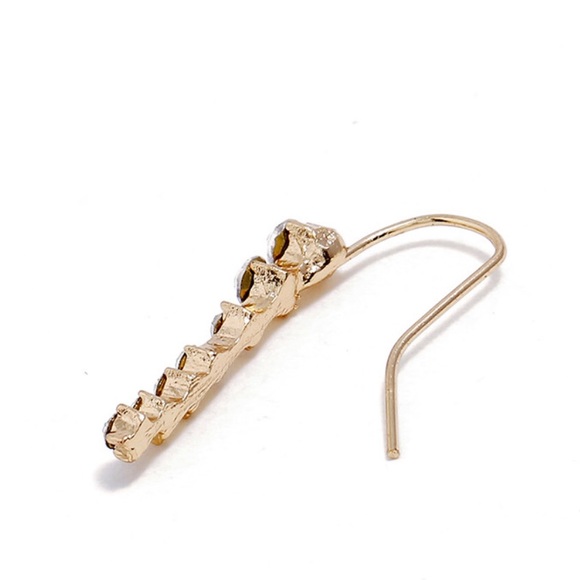 Gold Rhinestone Ear Climbers - Picture 4 of 8